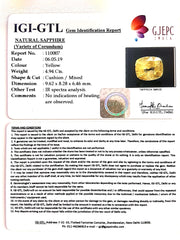 4.94/CT Natural Yellow Sapphire With Govt Lab Certificate